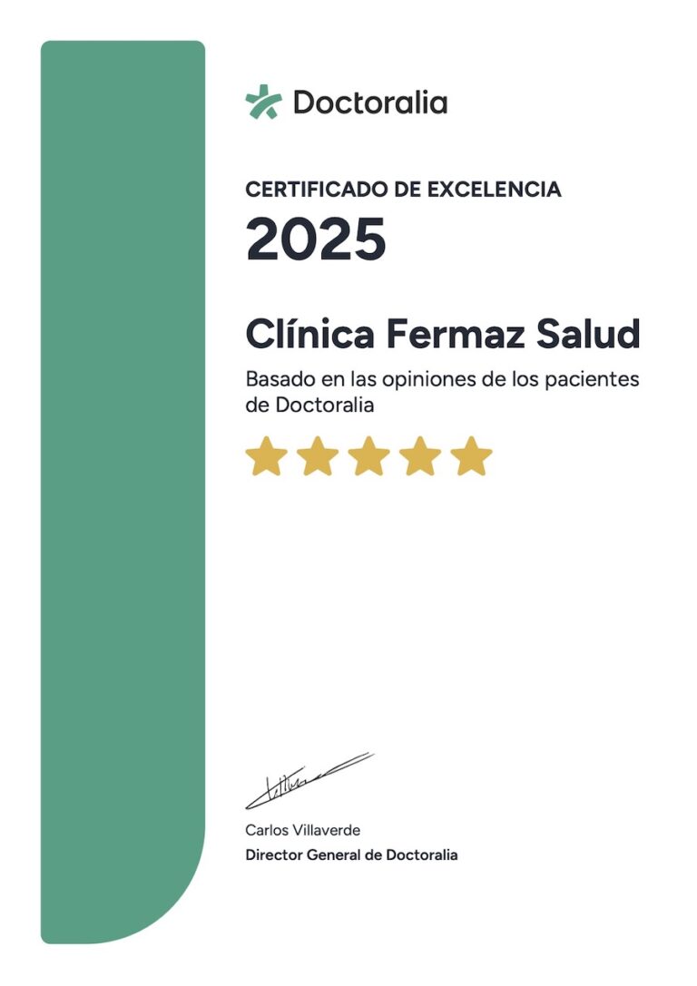 Certificado de calidad y excelencia Clínica Fermaz Salud 2025.